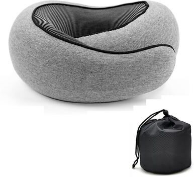 Uplifted Trends Memory Foam Travel Neck Pillow Adjustable U Shaped Snail Style For Comfortable Sleep On The Go dark Gray