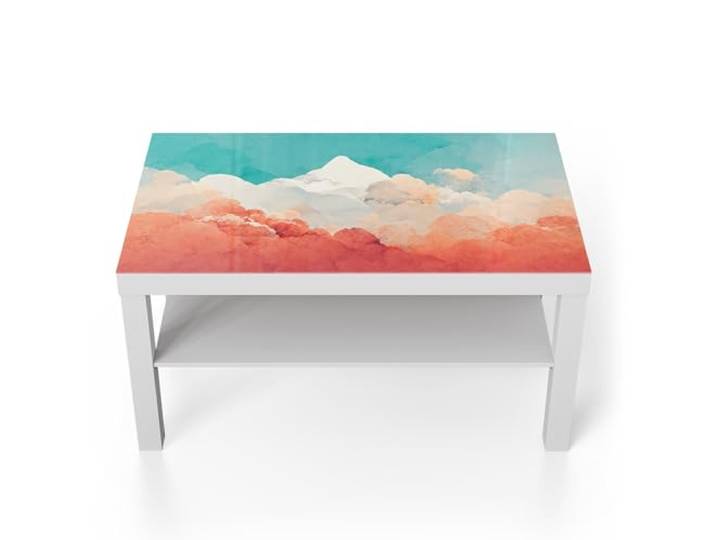 DEQORI Glastisch weiß groß 90x50 cm Motiv Malerische Bergträume ausgefallener Beistelltisch aus Glas Hochglanz Couchtisch fürs Wohnzimmer moderner Couch Tisch mit Design