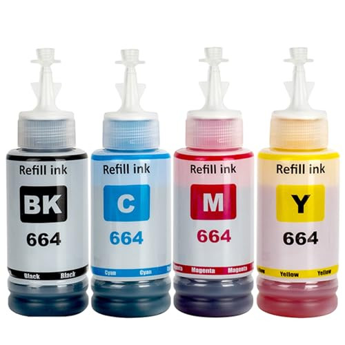 LAIPENG 664 Inktvullingen compatibel met Epson 6641 T664 Ecotank ET-2500 ET-2550 ET-2600 ET-2650 ET-3600 ET-4500 ET-4550 ET-14000 ET-15000 ET-16550 L100 L110 L200 L210 (BK/C/M/Y)