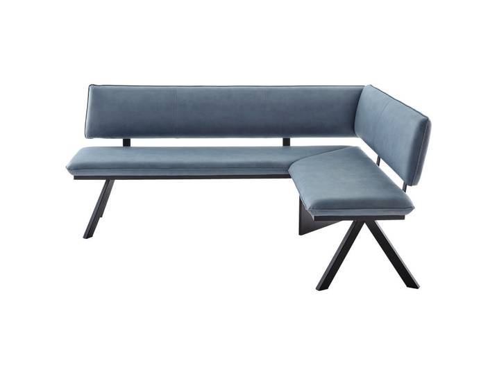 Cantus Eckbank, Schwarz, Hellblau, Metall, L-Form, 190x150 cm, Stoffauswahl, seitenverkehrt erhältlich, in verschiedenen Größen erhältlich, Esszimmer, Bänke, Eckbänke
