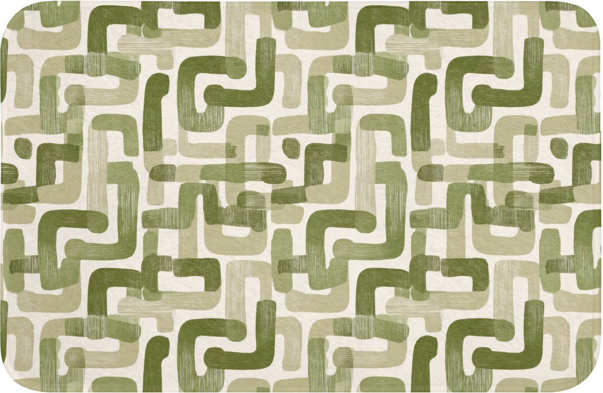 Antislip WC mat in modern grafisch groen, 60 x 40 cm