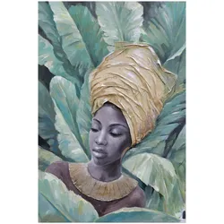 La Casa »African Lady mit gelbem Turban« Ölbild handbemalt 80x120 cm auf Leinwand