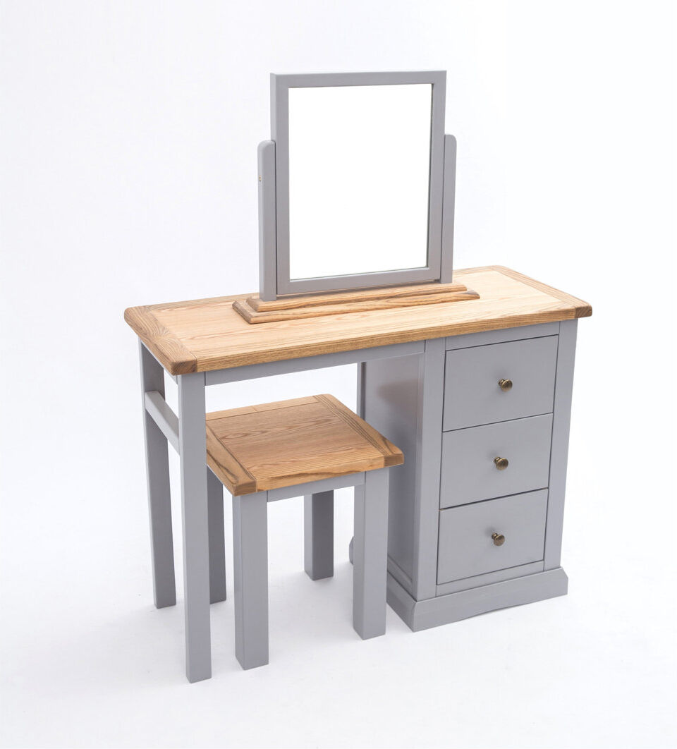 Marlow Home Co. Midkiff Dressing Table with Mirror Grey/Gold 135cm H X 100cm W X 40cm D