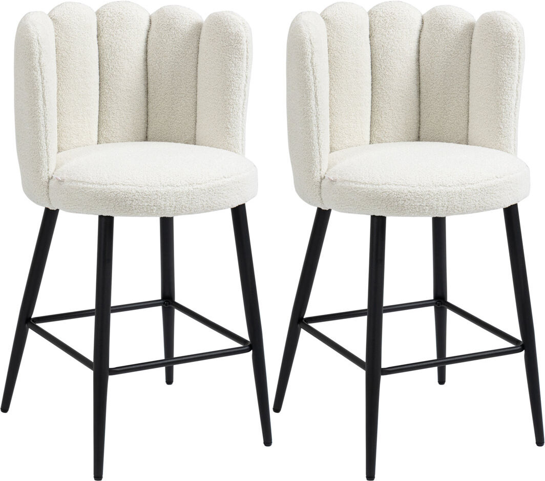 Corrigan Studio HOMCOM Bar Stools Set of 2, Breakfast Barstools with Backs, Cream Cream 93cm H X 52cm W X 53cm D