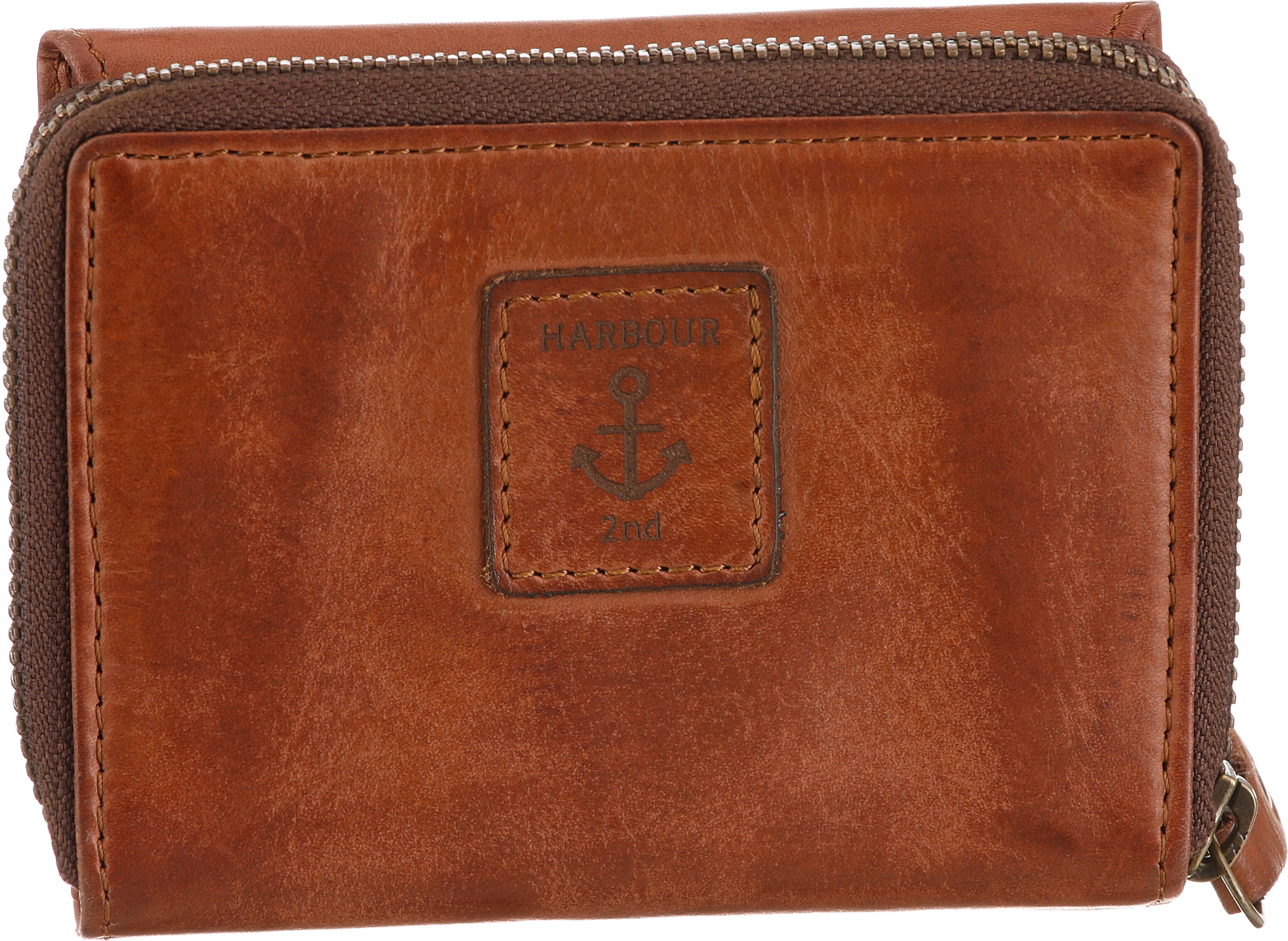 Geldbörse HARBOUR 2ND "Carla", Damen, braun (charming cognac), Rindsleder, Kleinlederwaren Geldbörse, Portemonnaie, Geldbeutel mit RFID-Technologie charming cognac Einheitsgröße