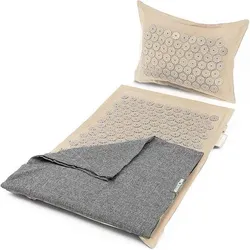 NEOLYMP Akupressurmatte mit Kissen und Eingewöhnungstuch, Größe 94 x 42 cm in Beige Beige