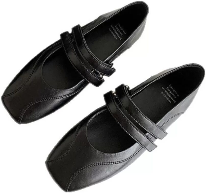 INF Retro Square Toe Mary Jane Ballerinas – Bequeme & Vielseitige Schuhe 38
