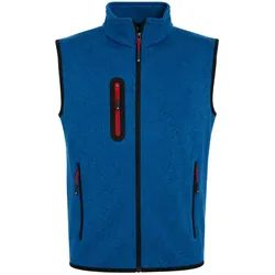 Strickfleece Weste "JN774" - M - royal-melange/red