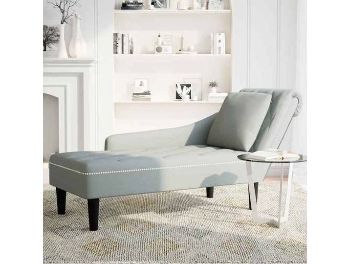 Promotion de Noël  Fauteuil long - SARAZYJ - 1 PC - et coussin et accoudoir droit - gris clair velours FR1191
