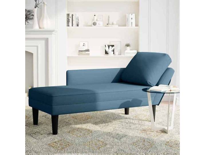 Bleu Siège/Fauteuil - ZENCORE® Fauteuil long/Chaise longue - avec coussin et accoudoir droit bleu velours - 132x56x701