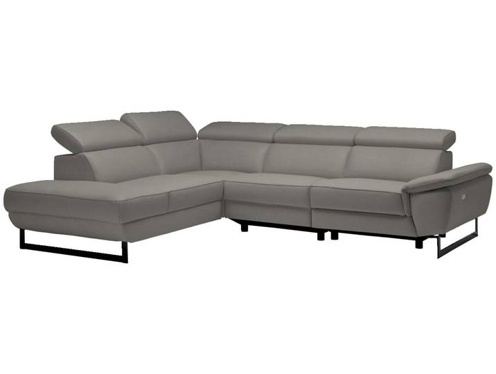 Celina Home Ecksofa NAPOLI, grau, Leder