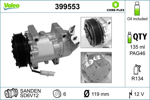 Valeo Kompressor, Klimaanlage 399553 Für Citroën Peugeot (Df-Psa)