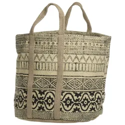 Chic Antique Jute Korbtasche mit Henkel, schwarz