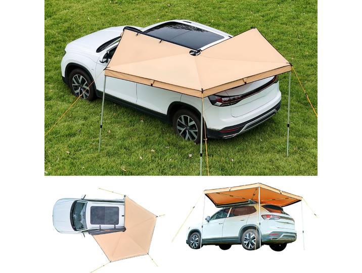 Vevor Auvent 270 Degres 3\,19x2\,10 M Auvent Voiture Lateral Retractable Abri Autoportant Toutes Saisons Impermeable Uv50+ Pour Vehicule Suv Fourgonnettes Camionnettes Camping\, Avec Sac De Rangement