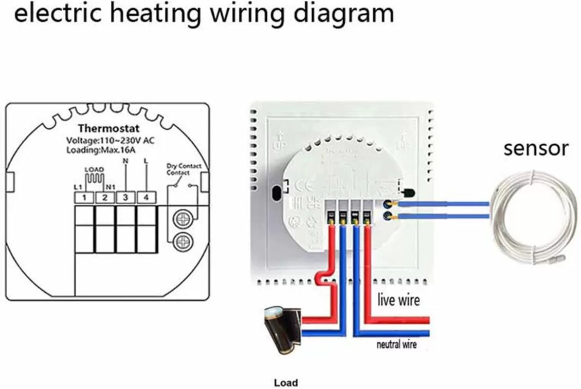 INF Thermostat WiFi Intelligent pour Chauffage Électrique avec Sonde Externe - 8935 Le noir