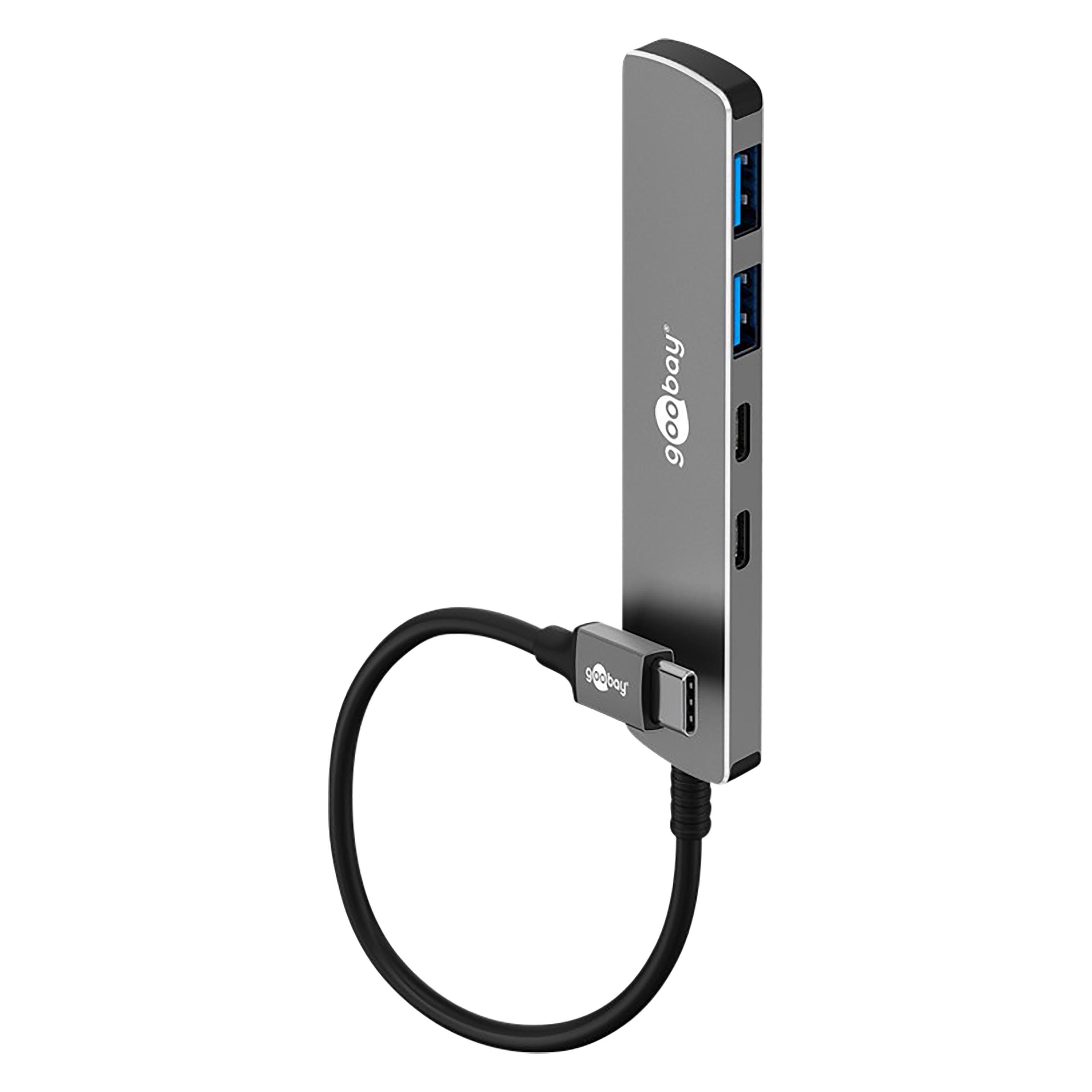 Goobay Slim 4-Port USB-Hub, USB-C auf USB-C/USB-A, 5 Gbit/s (USB-C, 4 Ports) (79159)