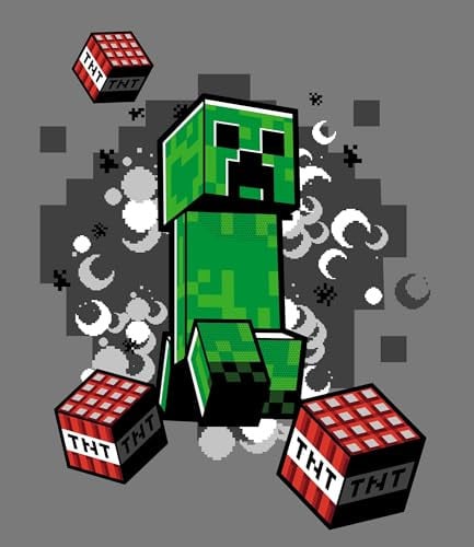 Minecraft Fleece Plaid voor volwassenen - Grijs - 130 x 160 cm