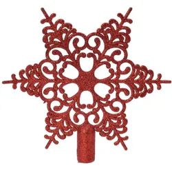 Kaemingk, Christbaumschmuck, Bruchfeste Weihnachtsbaumspitze Barock Stern Rot mit Glitter aus Kunststoff