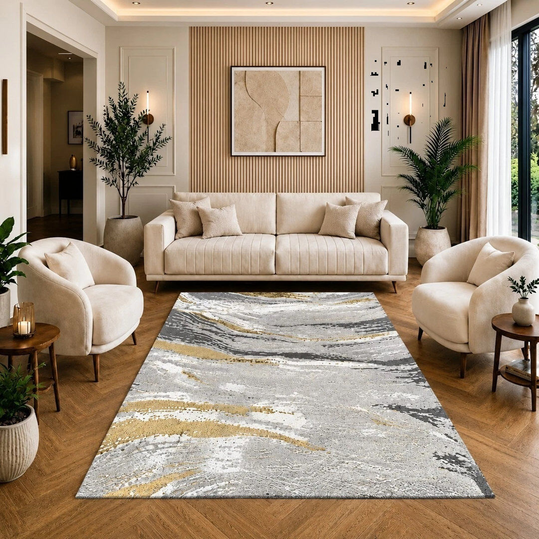 Brayden Studio Abstract Flatweave Kilim Ochre Rectangle 200 x 290 cm