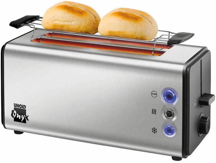 UNOLD Toaster Onyx Duplex 38915 , schwarz (edelstahlfarben, schwarz), B:39cm H:19cm T:16cm, Toaster, Toaster
