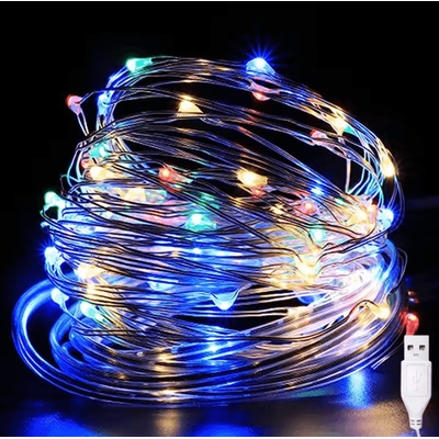 Inspire Curations USB Copper Wire Fairy Lights For Christmas And Party Decor multicolor 10m 100 Leds