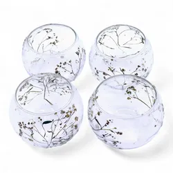 Natural Floral Glass - Bowl Candle Holder - Margarita - (8x10cm)