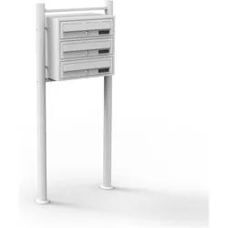 Wiltec, Briefkasten Zubehör, 3er Briefkastenanlage weiss 513x270x1150mm Standbriefkasten Briefkasten