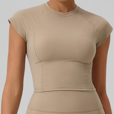 Daily Discovery Women's Quick Dry Gym Top Compression Fitness Workout Shirt sand s