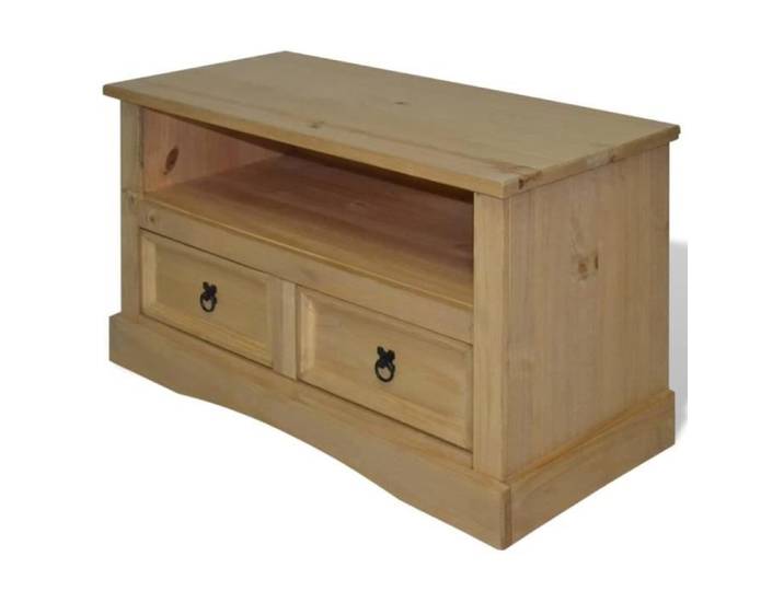 Meuble TV Gamme Corona pin mexicain 91x43x56 cm - The Living Store - Brun - Blanc
