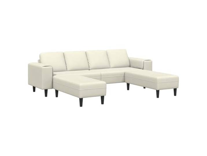 TEKGHUT Wohnzimmer Couch 3 STK. Creme Polyester Sofa Schwarze Beine, Sperrholzkorpus, Schaumstoffkissen, Polyesterarmlehnen, pflegeleicht, abwischbar