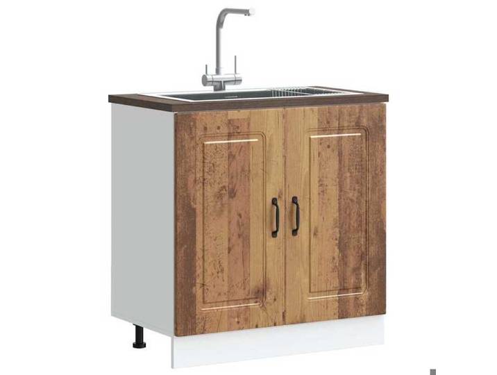 SALE 2026  Placard suisine Brun - Meuble bas pour évier Kalmar noir 80x46x81 5cm - bois ingénierie PRO741297484
