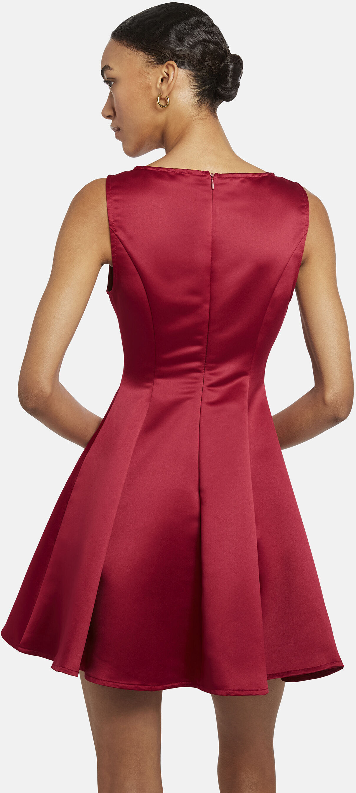 Cocktailkleid NICOWA "RASOMI", Damen, Gr. 38, N-Gr, rot (bordeaux), Obermaterial: 100% Polyester PES. Futter: 100% Polyester PES. 100% Polyester PES., uni, festlich, regular fit, U-Boot-Ausschnitt, Kleider Cocktailkleid, Satinkleid mit Tellerrock