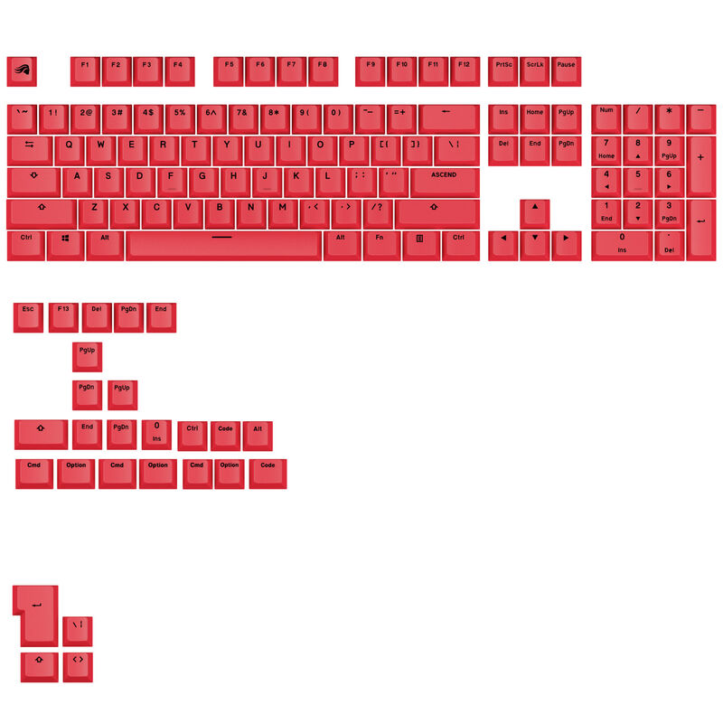 Glorious GPBT Basics Keycaps, ANSI Layout (US), PBT, Doubleshot - Revive Red