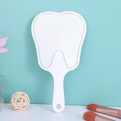 Fusion Finds Cute Tooth Shaped Handheld Makeup Mirror Portable High Definition Vanity Mirror With Handle white