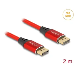DELOCK DisplayPort Kabel 16K 60Hz 2m rot Metall