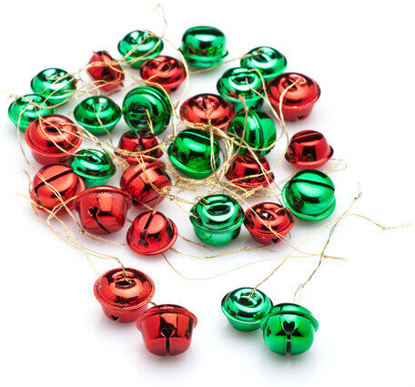 Schellen, rot-grün, 1,5 cm und 2 cm, 30 Stück