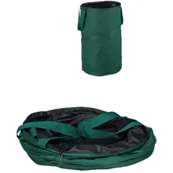 Relaxdays Laubsack selbstaufstellend, 2er-Set, Gartenabfallsack Pop-Up, 120 L, Gartensack selbststehend, ∅: 44 cm, grün