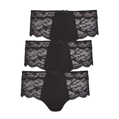 Hipster NINA VON C. "3er Pack Damen Hipster Silver Edition", Damen, Gr. 36, schwarz, Obermaterial: 86% Polyamid PA. 14% Elasthan EL., Unterhosen