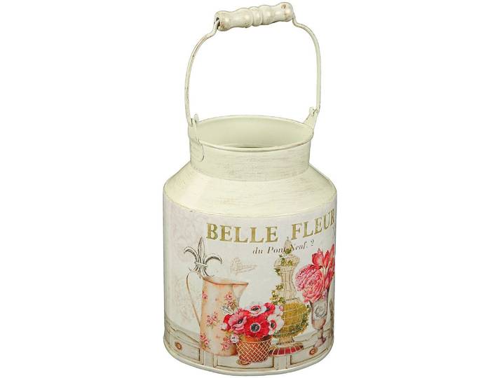 Dekovase AMBIENTE HAUS Fleur-Milchkanne , beige (creme), B:14cm H:27cm T:14cm Ø:14cm, Metall, Vasen, Dekovase
