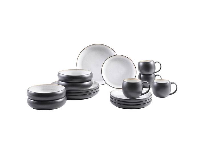 Novel Kombiservice, Sandfarben, Keramik, 16-teilig, Farbverlauf, 470 ml, Lfgb, Handmade Quality, lebensmittelecht, Geschirr, Geschirr-Sets, Kombiservice