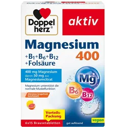 DOPPELHERZ Magnesium 400+B1+B6+B12+Folsäure BTA 6X15 St