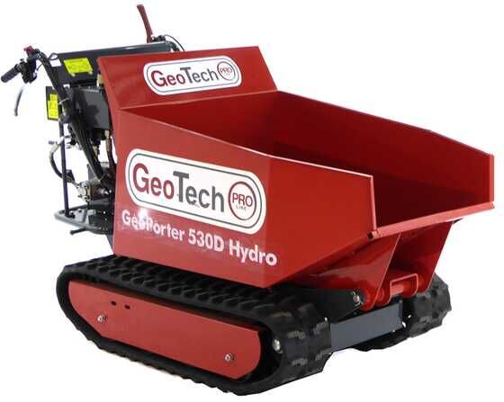 GeoTech Pro Brouette à moteur GeoPorter 530D Hydro avec benne dumper hydraulique 500 kg