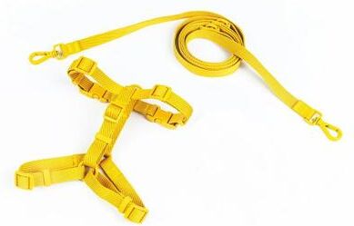 Uplift Essentials Macaron Series Harness & Leash Set Dual Head Adjustable Comfort Vest For Small To Medium Dogs yellow s