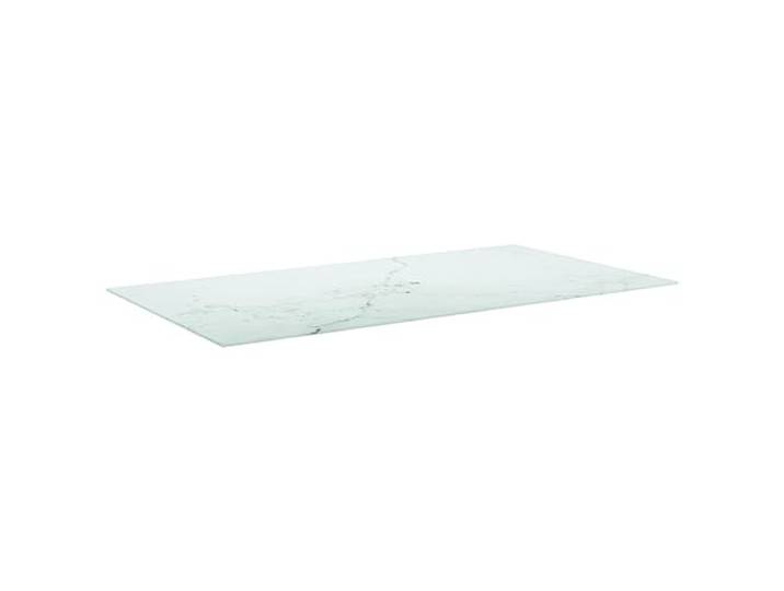 GFDWPUY Tischplatte Weiß 120x65 cm 8 mm Hartglas Marmoroptik, Gehärtetes Glas, Für Esstisch, Couchtisch, Beistelltisch, Leicht zu Reinigen