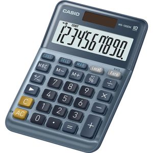 Casio Taschenrechner MS-100EM, Währungsumrechnung, 10-stelliges LC-Display, Solar- & Batteriebetrieb