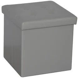 Sitzhocker faltbar & gepolstert, aus Kunstleder, bis 110 kg belastbar, Grau