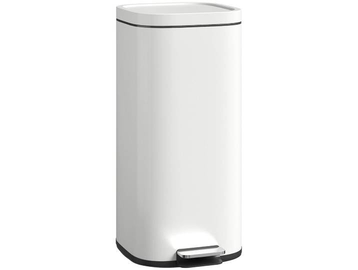 Homcom Mülleimer Metall Kunststoff Cremeweiß, 29x59.5x36 cm, Badaccessoires, Abfalleimer