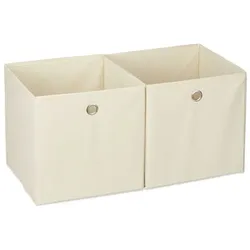 Relaxdays 6 x Aufbewahrungsbox Stoff beige Beige