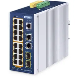 PLANET IGS-4215 Industrial Railmount Gigabit Managed Switch, 16x RJ-45, 2x RJ-45/SFP, 320W PoE+