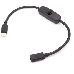 USB DC-Kabel mit Schalter USB Typ C Buchse - USB Typ C Stecker 0,30m schwarz